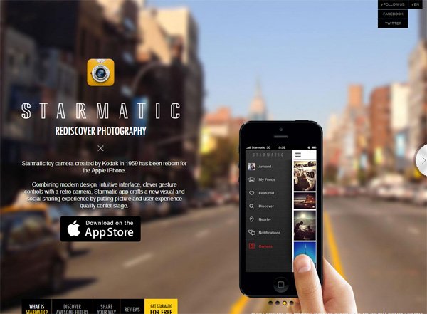 移动应用网站设计的例子:Starmatic