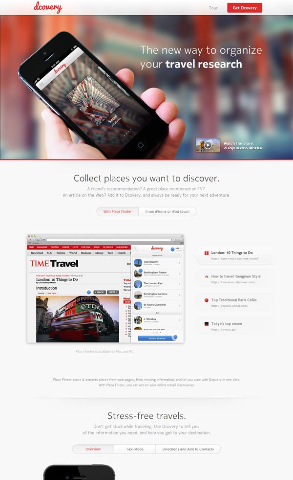 移动应用程序网站设计的例子:dcover