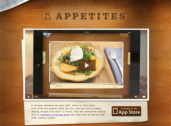 移动应用网站设计的例子:appetite