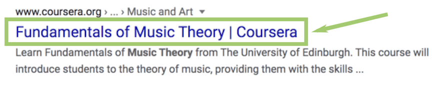 标题标签谷歌SERP音乐理论网页