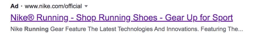 谷歌SERP上耐克跑鞋的PPC广告