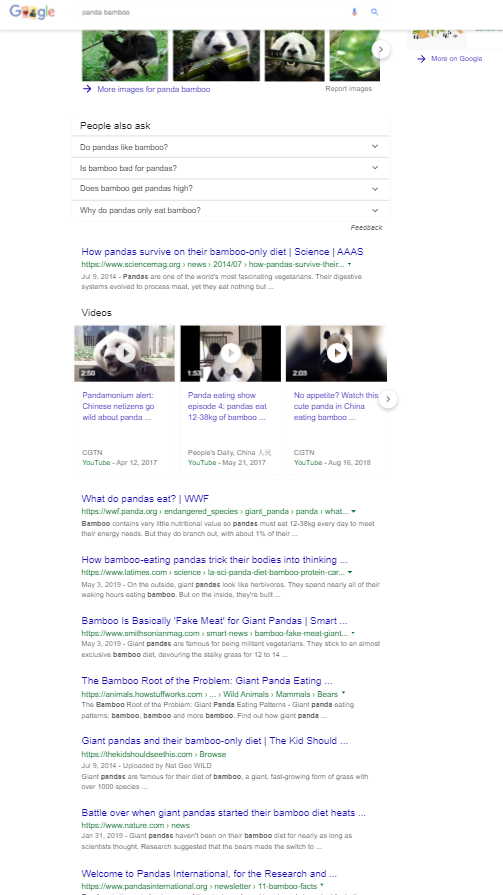 谷歌搜索熊猫竹子