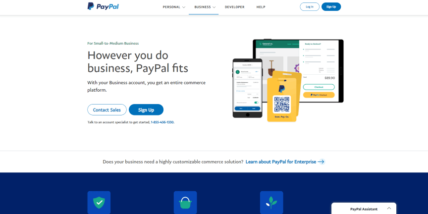 PayPal业务主页