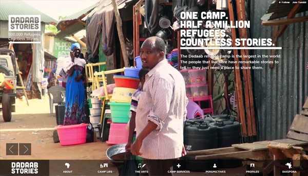 网站设计中的人物照片示例:Dadaab Stories