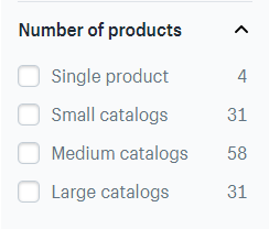 一个shopify布局的产品数量列表