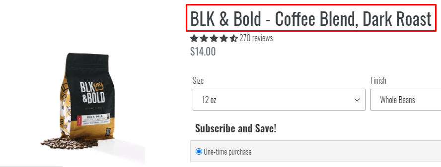 BLK & Bold咖啡产品的产品名称