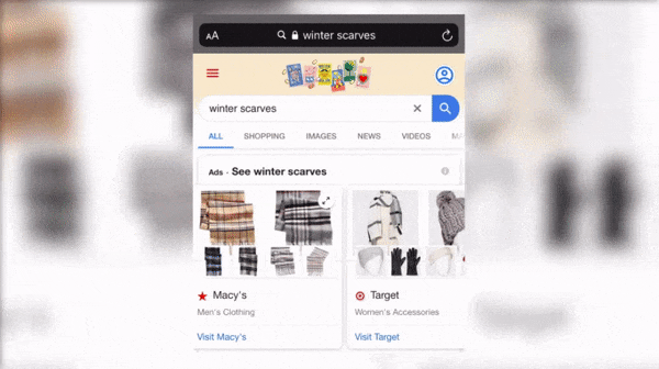 谷歌“围巾”购物广告
