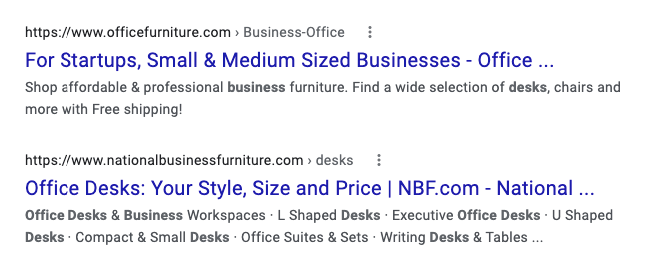 B2B企业的搜索结果列表