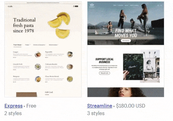Shopify上不同风格的主题
