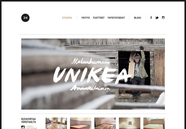 简单的作品集网站设计灵感:unikea.fi