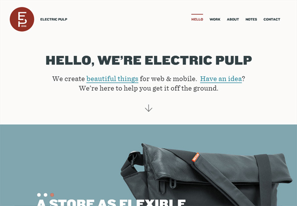 简单的投资组合网站设计灵感:electricpulp.com