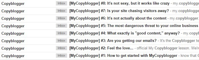 Copyblogger通讯的主题行例子