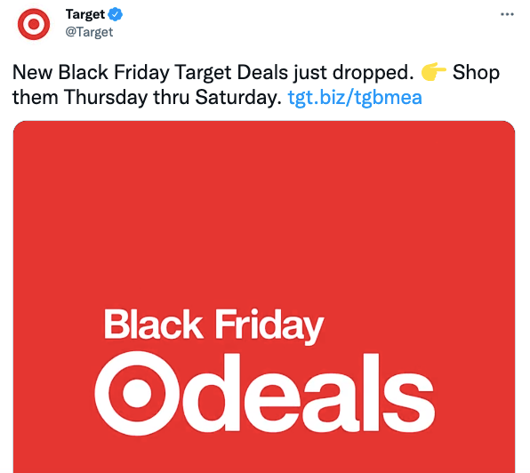 Target在推特上说他们的黑色星期五交易