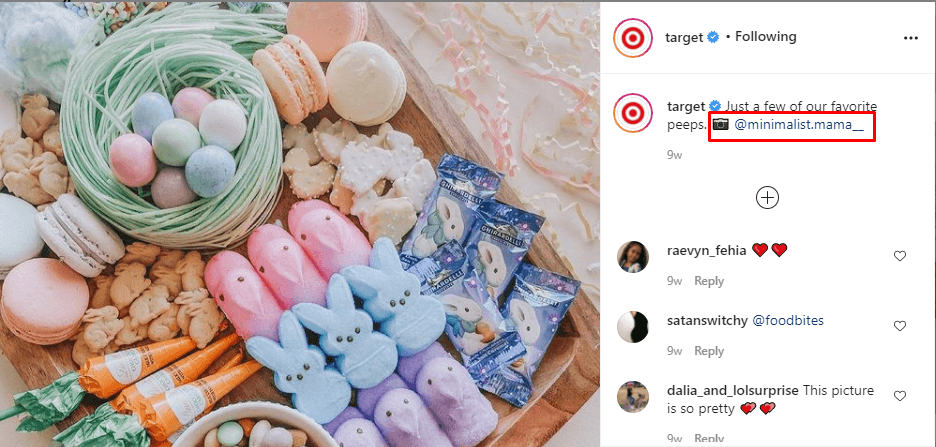 复活节篮子的照片发布在塔吉特百货的Instagram页面上