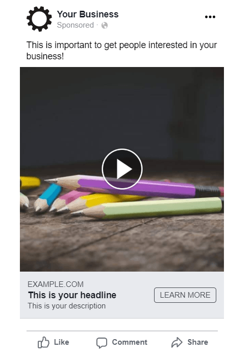 一个Facebook视频广告模型，以彩色铅笔的形象为特色