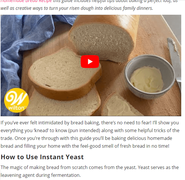 Video content demonstrating bread baking.