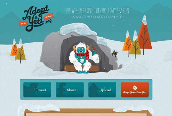 一个色彩大胆的网站:收养一个雪人