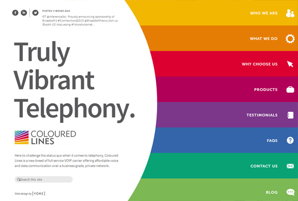 一个网站，大胆的颜色:彩色线条