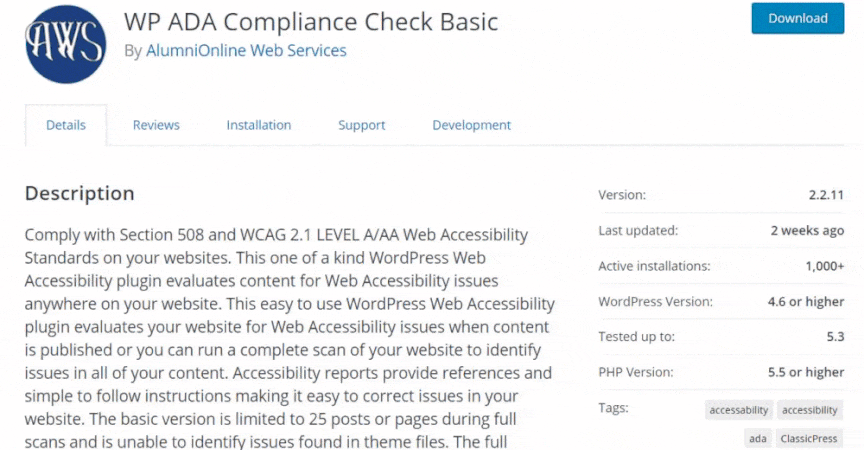 WP ADA合规检查基本插件