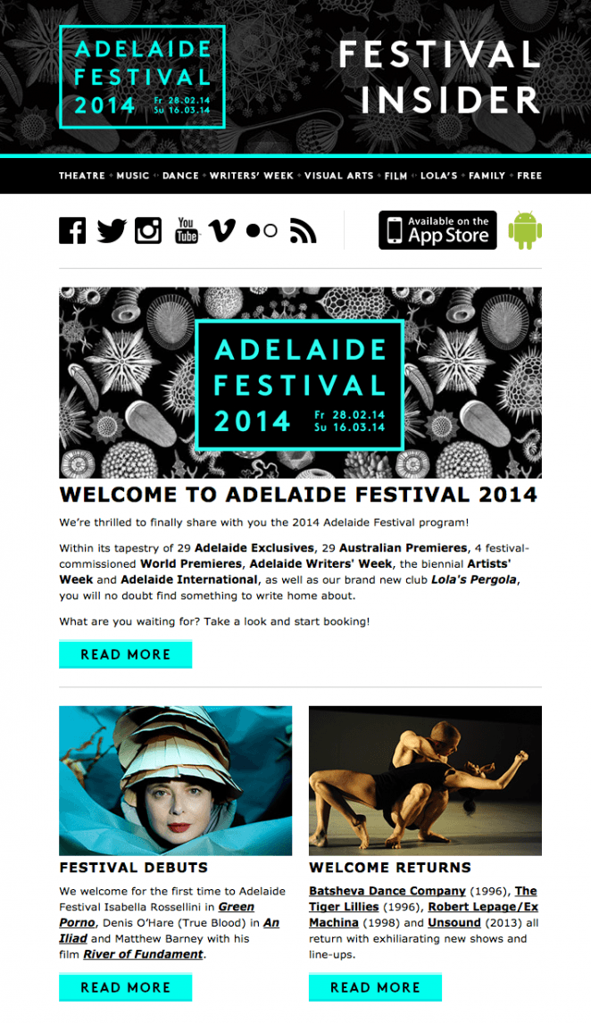 adelaide festival email marketing
