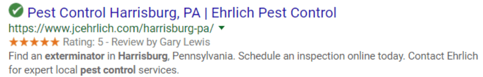 Harrisburg Ehrlich害虫控制清单
