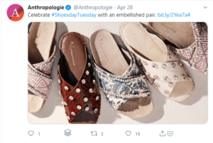 Anthropologie社交媒体贴的例子
