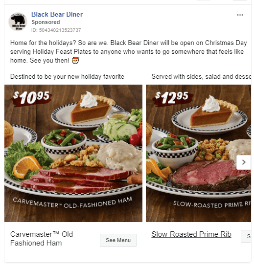 黑熊餐厅facebook广告