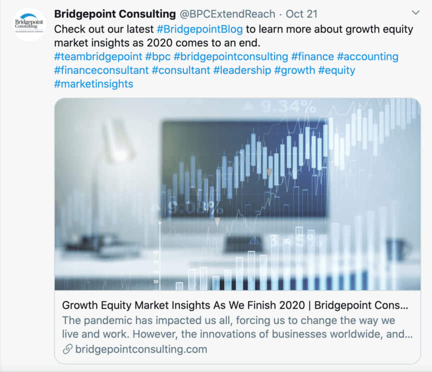 Bridgepoint咨询公司关于增长型股权的twitter帖子