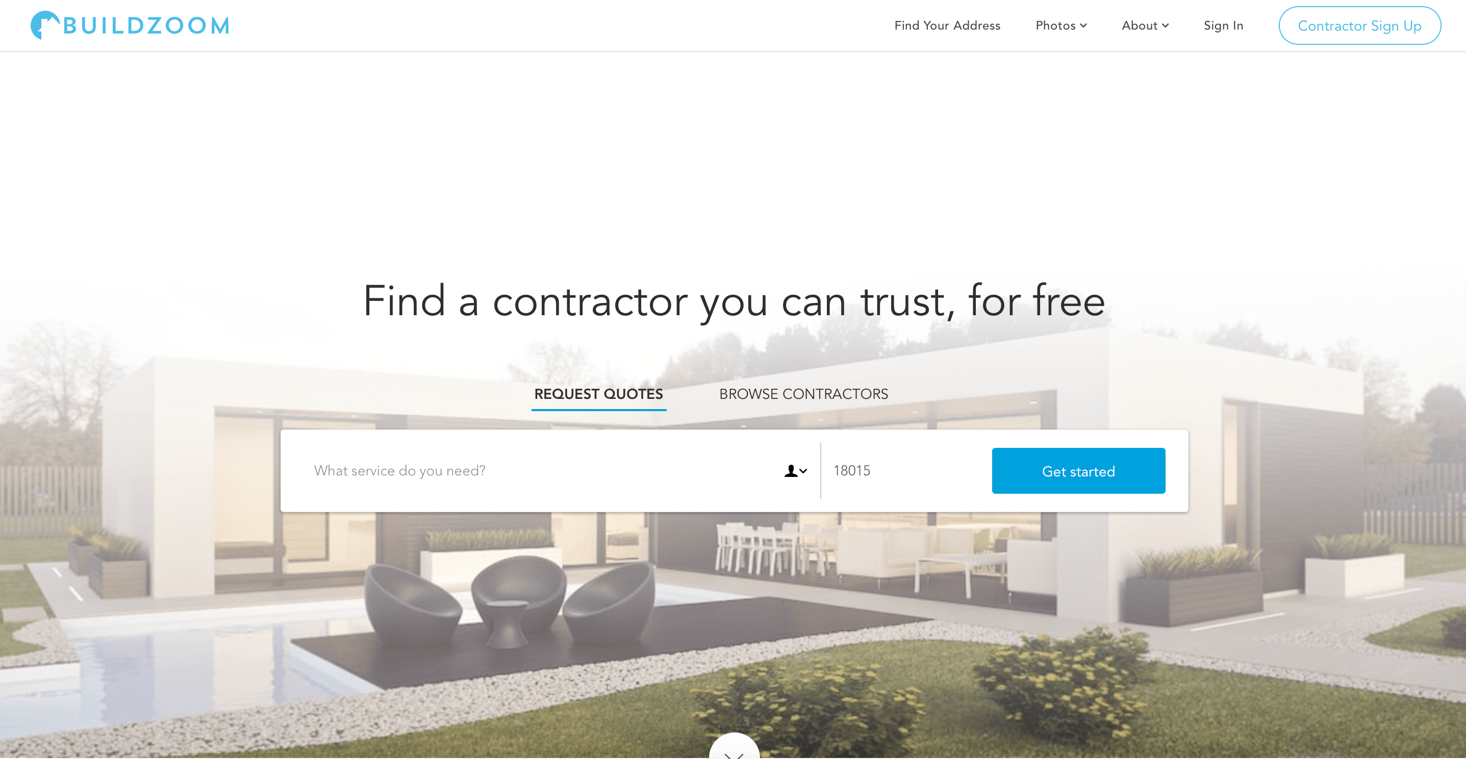 BuildZoom homepage