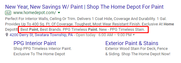 PPC callout extensions