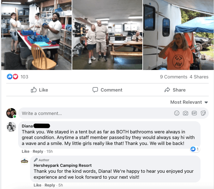 campground social media engagement example