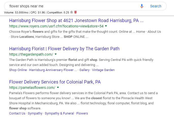 我附近的花店谷歌搜索