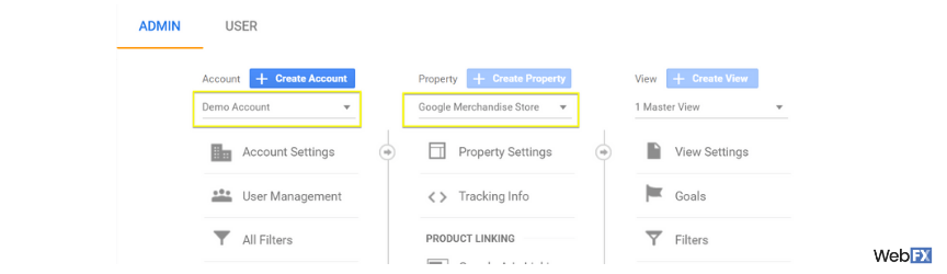 Google analytics tracking dropdown menu