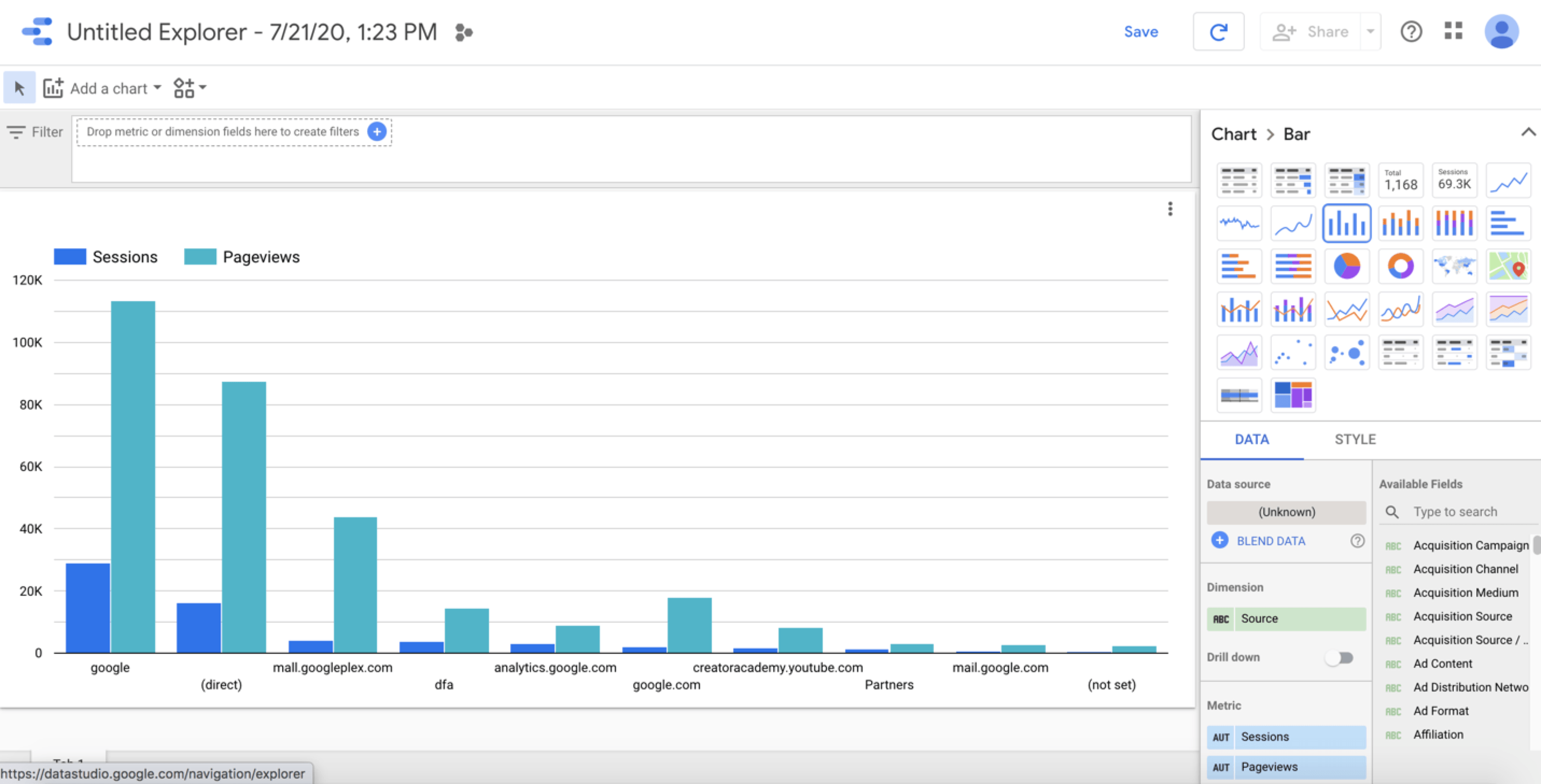 Chart on Google Data Studio