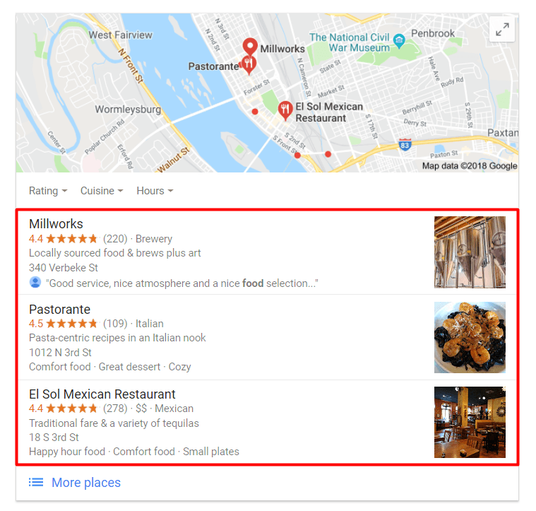 google maps listing