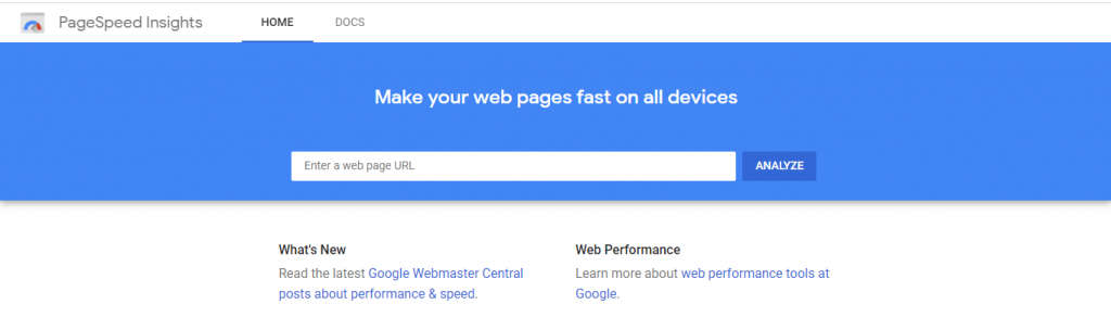Google pagespeed insights test