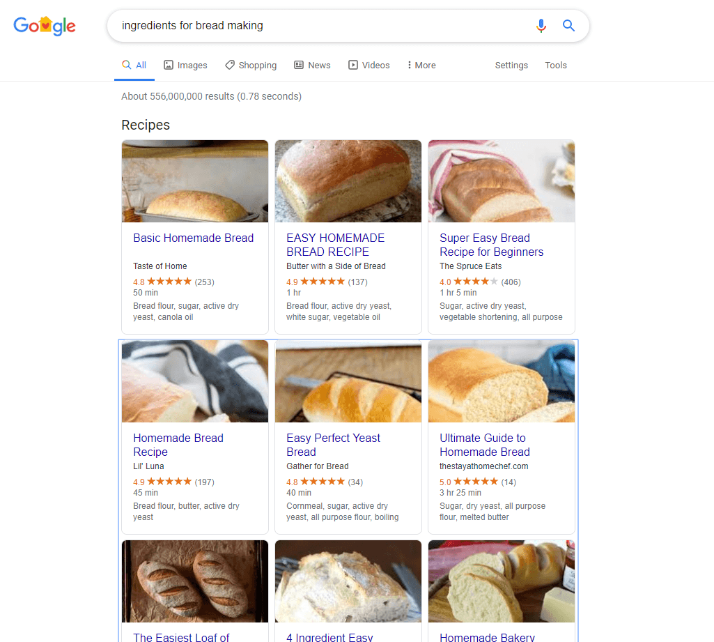 谷歌的食谱