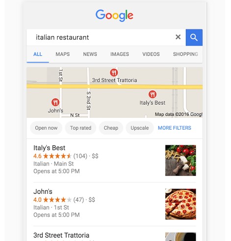 意大利餐厅谷歌我的商业搜索结果
