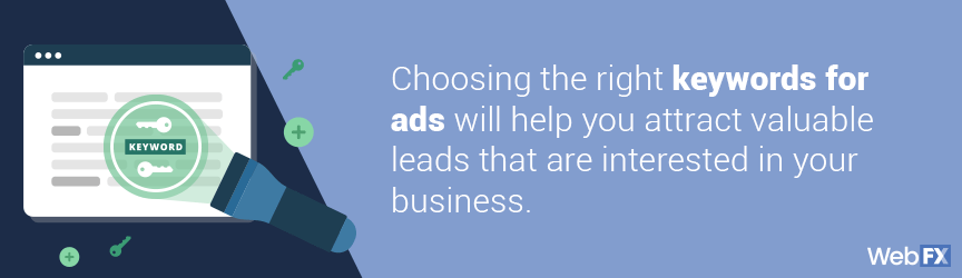 为广告选择正确的关键词将帮助你吸引对你的业务感兴趣的有价值的线索