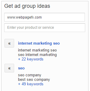 Get ad group ideas