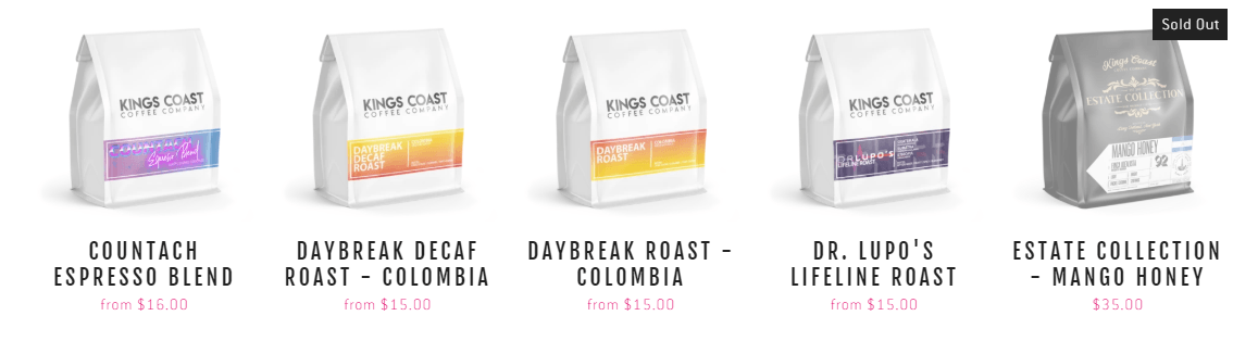 Kings Coast Coffee products