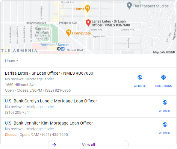 Local google my business listings for loan officers