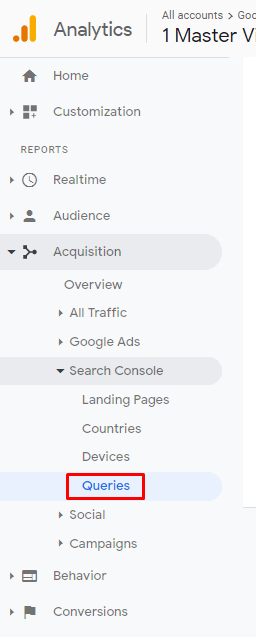 google analytics preview with search queries