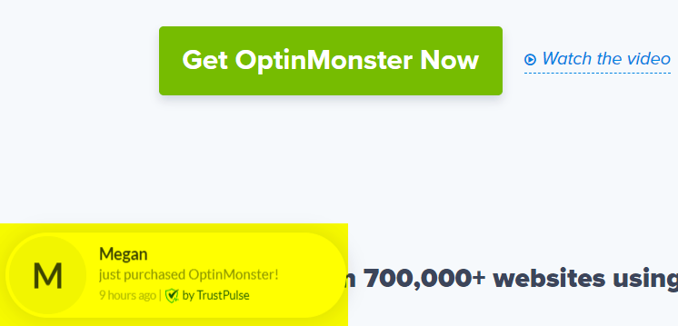 OptinMonster网站上的社会证明