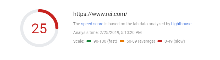 page speed insight example