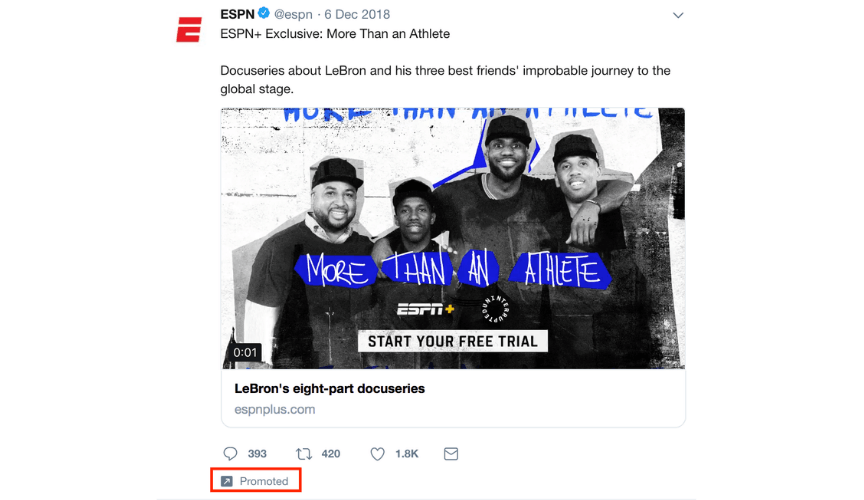 ESPN twitter的广告