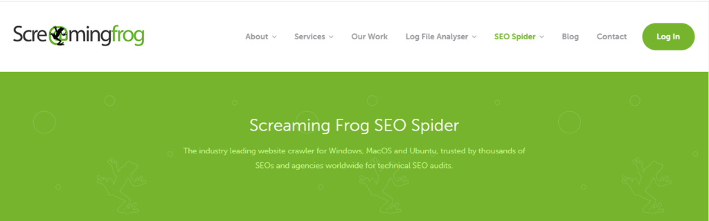 Screaming Frog homepage preview