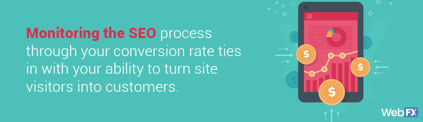 monitoring the seo process through conversion rate graphic