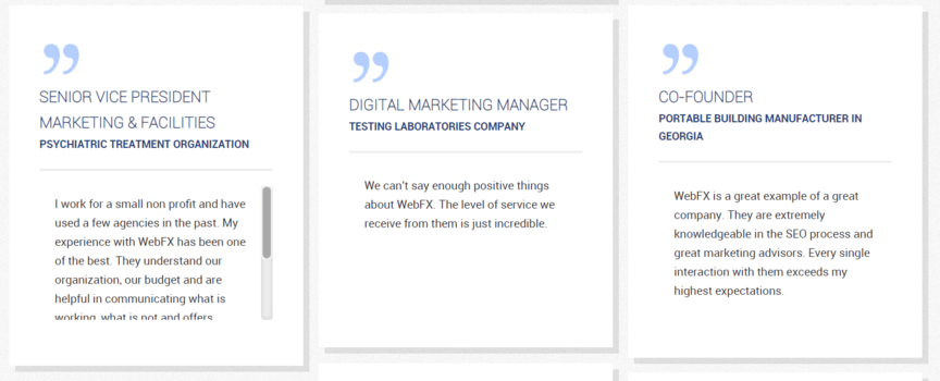 researching agency testimonials example