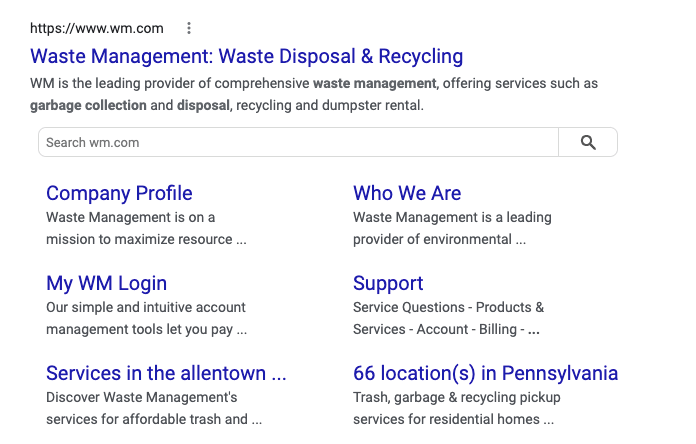 垃圾管理网站有机搜索结果